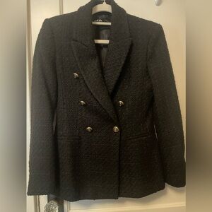 Zara boucle textured black blazer fitted cut size M